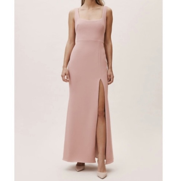 Bhldn and Anthropologie mauve blush square neck gown - Picture 1 of 9
